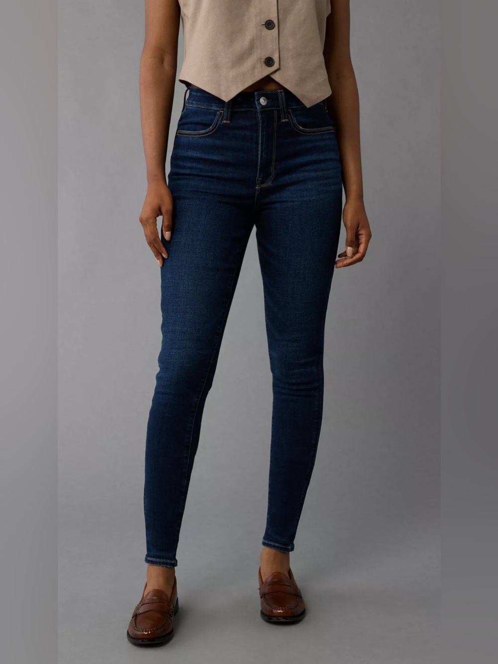 American Eagle Outfitters Dark Blue High-Rise Skinny Jeans